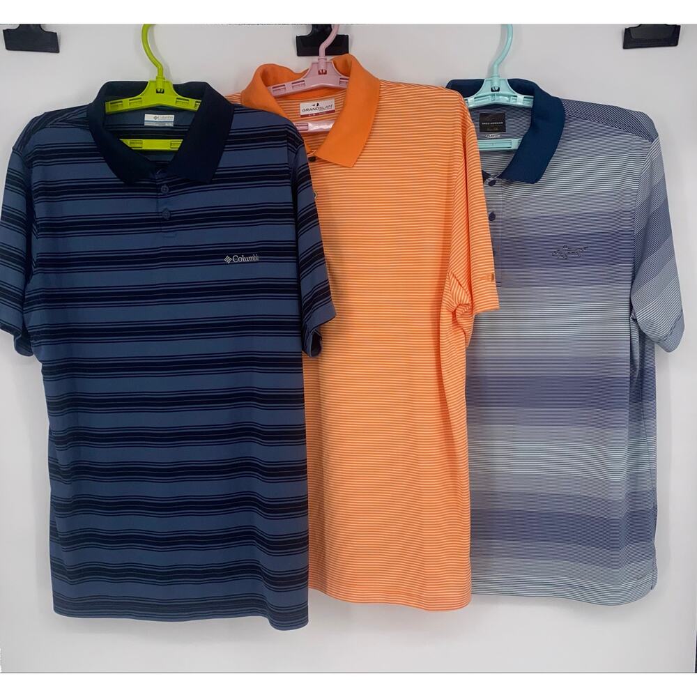 3pc Mens Golf Polo Bundle (Columbia,GrandSlam,&Greg Norman)